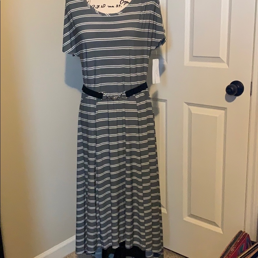 Robbie Bee Striped Belt Dress NWT L